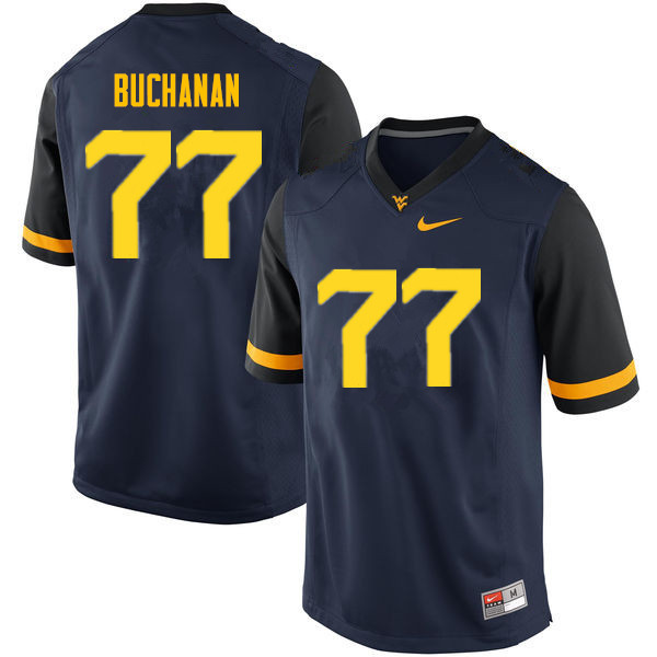 NCAA Men's Daniel Buchanan West Virginia Mountaineers Navy #77 Nike Stitched Football College Authentic Jersey KB23I15JY